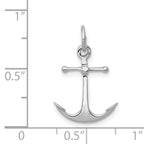 14K White Gold 3D Anchor Charm for Men with Polished Finish