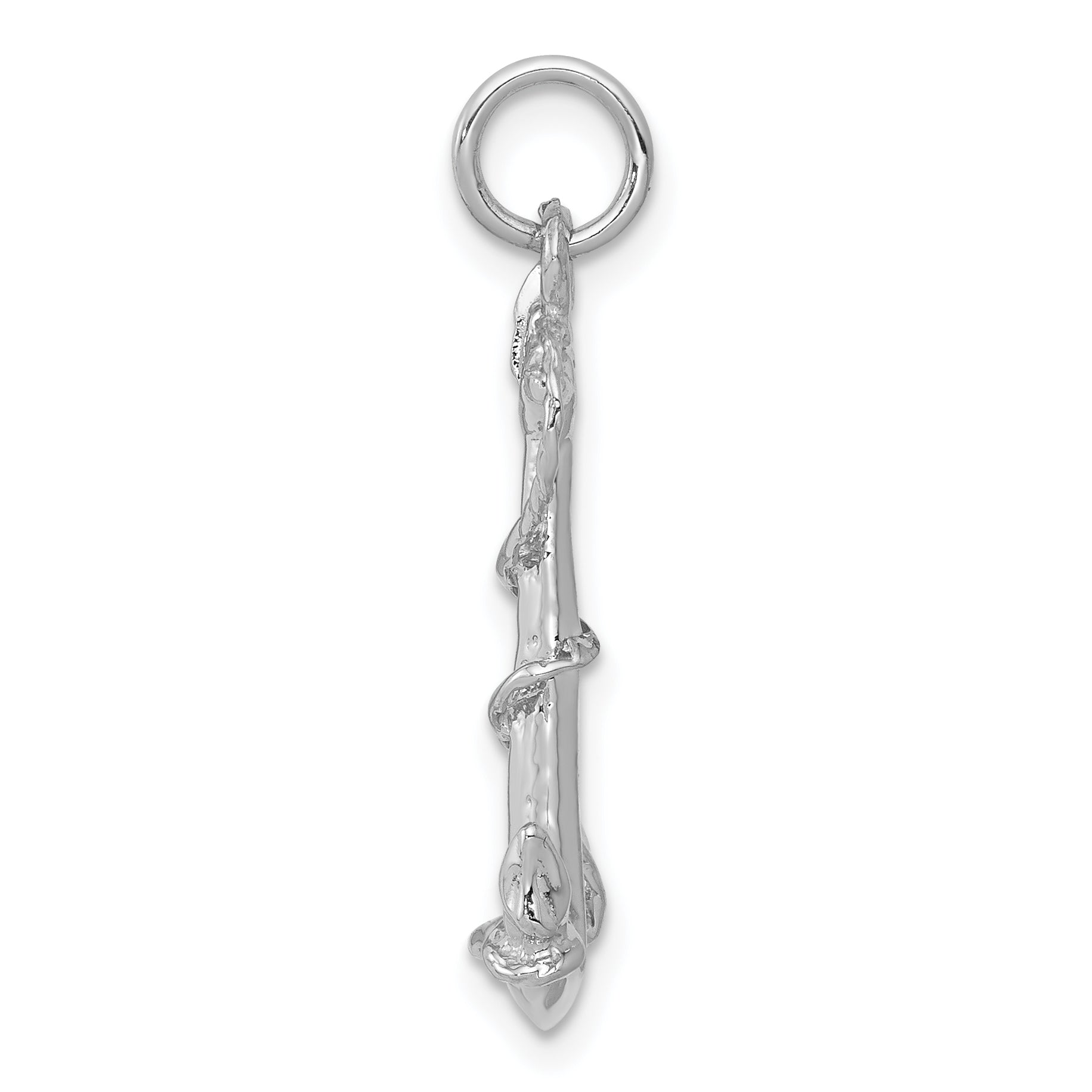 14K White Gold 3D Anchor Charm with Polished Rhodium Finish for Men Secondary image