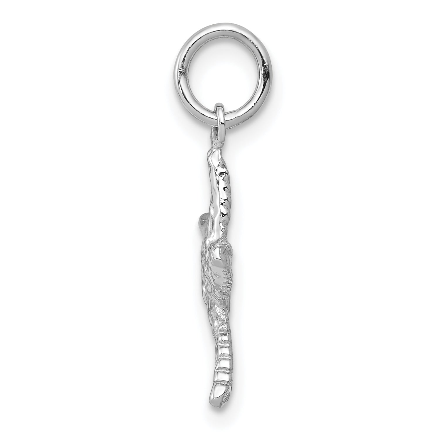 14K White Gold 3D Starfish Pendant with Polished Rhodium Finish