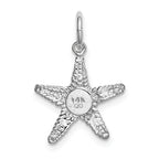 14K White Gold 3D Starfish Pendant with Polished Rhodium Finish