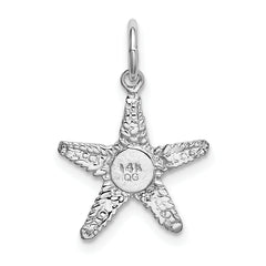 14K White Gold 3D Starfish Pendant with Polished Rhodium Finish