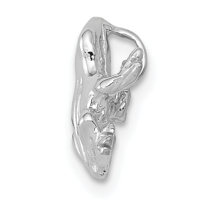 14K White Gold 3D Frog Charm with Polished Finish  Unique Themed Design