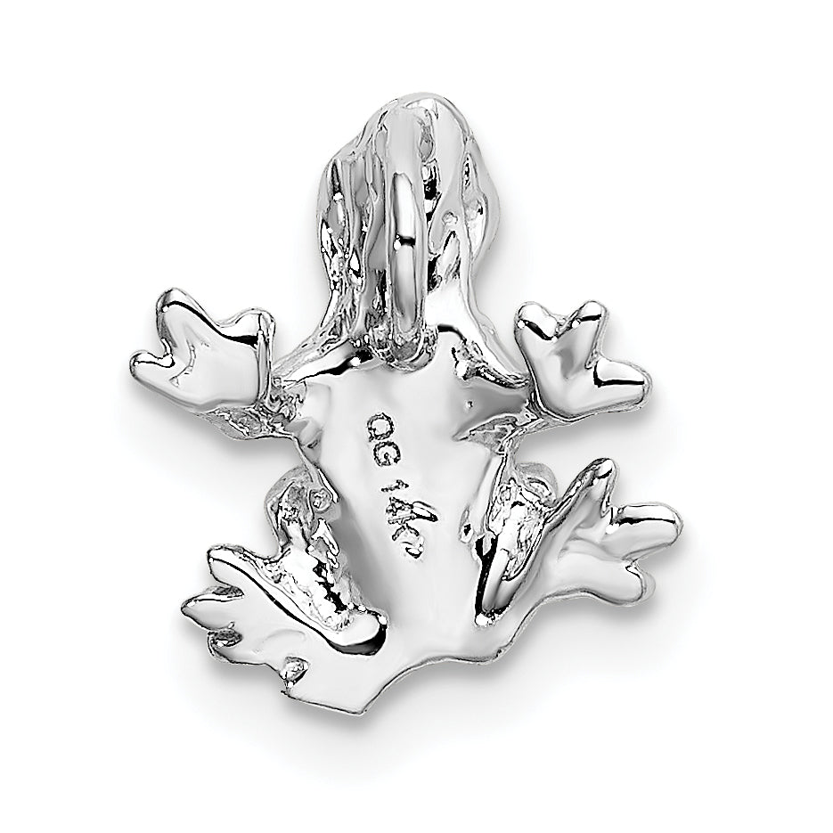 14K White Gold 3D Frog Charm with Polished Finish  Unique Themed Design