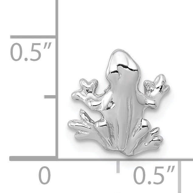 14K White Gold 3D Frog Charm with Polished Finish  Unique Themed Design