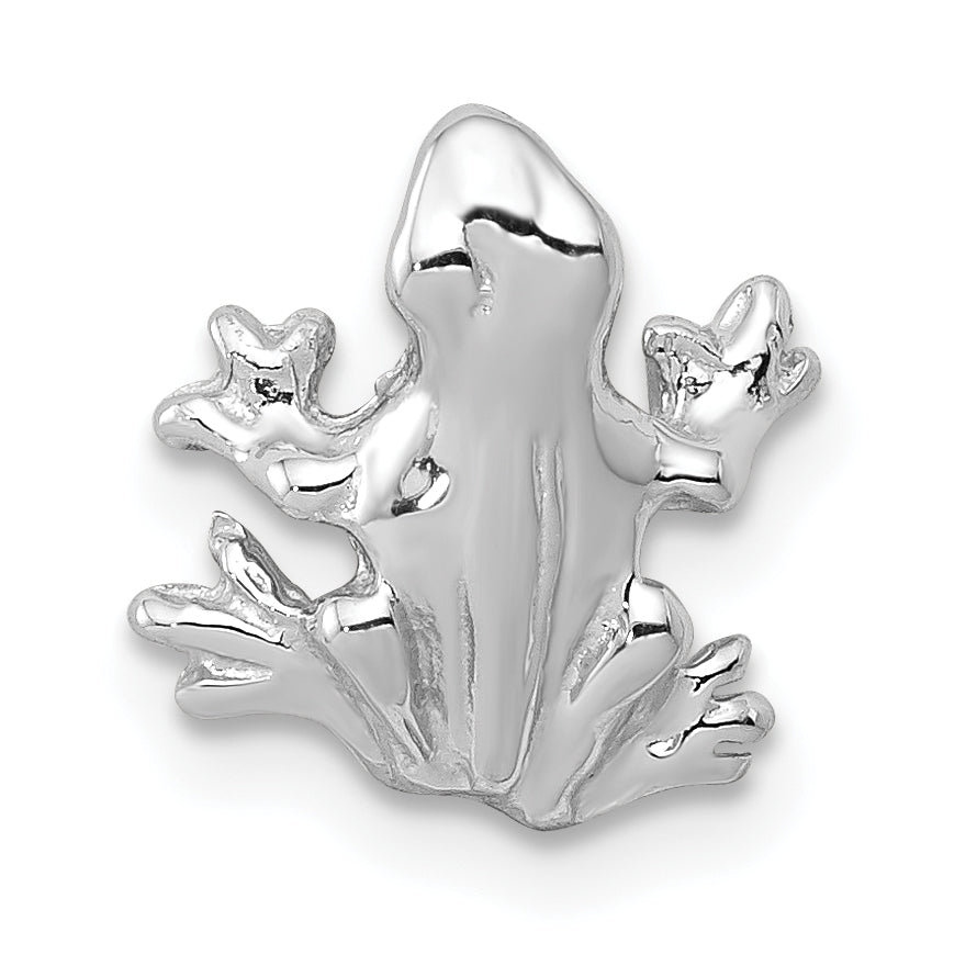 14k White Gold Solid Polished 3-D Frog Charm