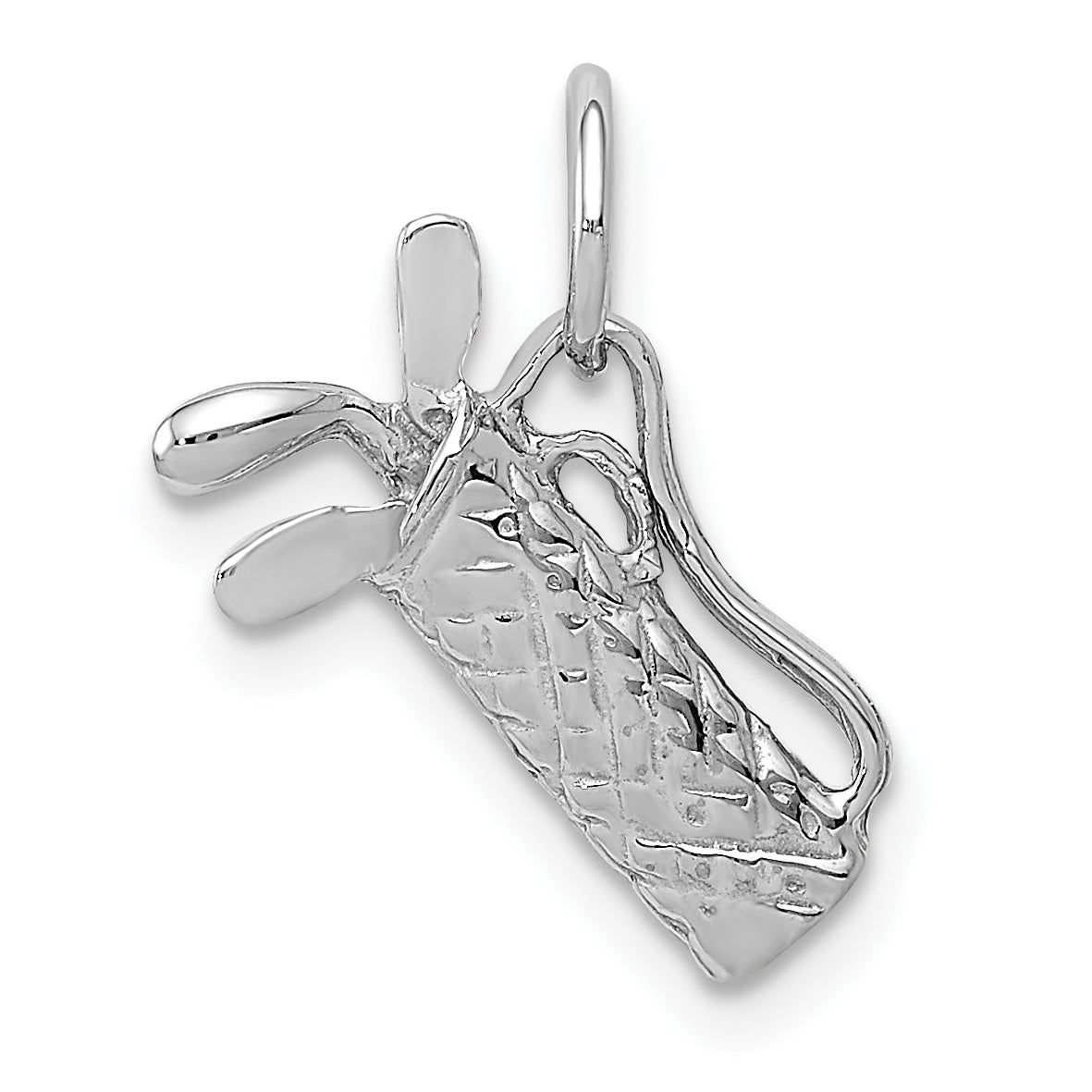 14k White Gold Solid Polished 3-D Golf Bag/Clubs Charm Main image
