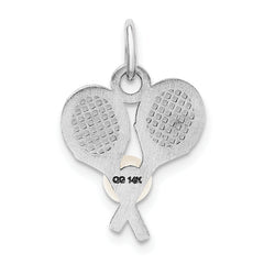14K White Gold Tennis Racquet Pendant with Cultured Pearl Charm  Polished & Elegant