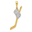 14K w/Rhodium Solid Polished Hockey Stick Pendant
