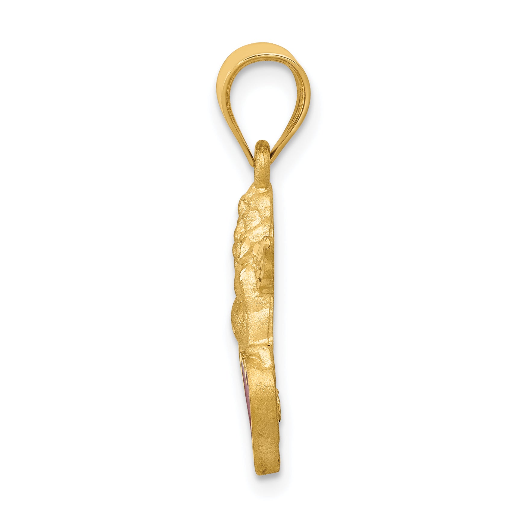 14K Gold Enameled Angel on Heart Pendant with Red Accents Elegant & Timeless Secondary image