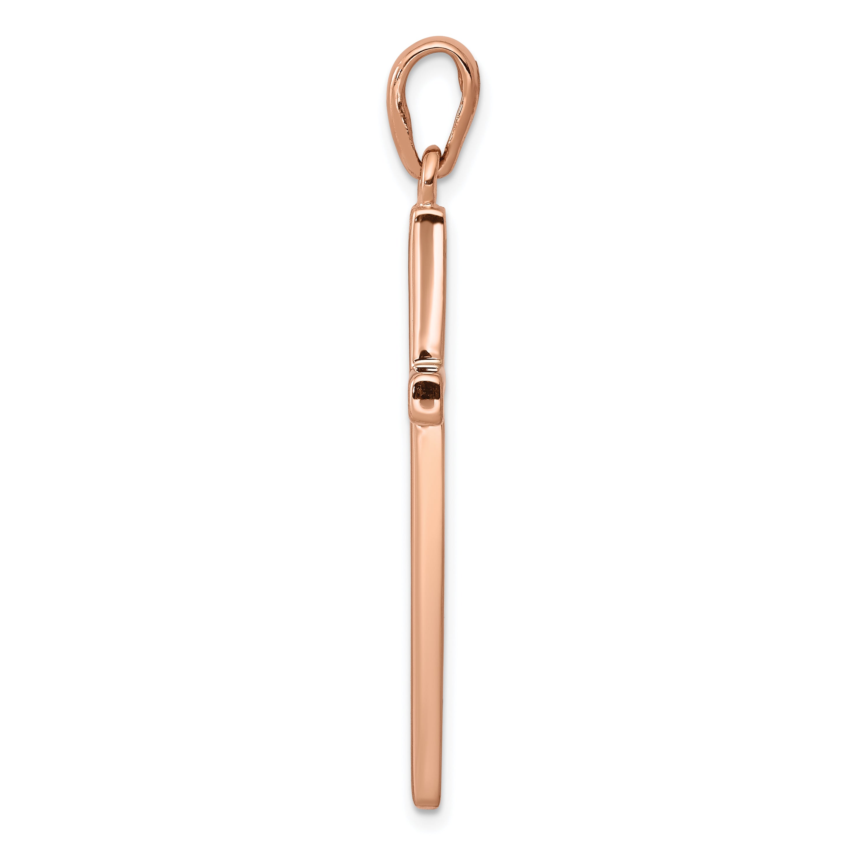 14K Rose Gold Cross Pendant with Concave Design Elegant and Themed