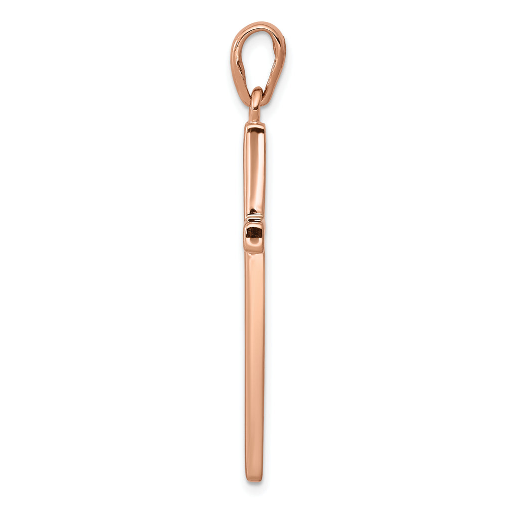 14K Rose Gold Cross Pendant with Concave Design Elegant and Themed