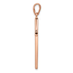14K Rose Gold Cross Pendant with Concave Design Elegant and Themed