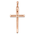 14K Rose Gold Cross Pendant with Concave Design Elegant and Themed