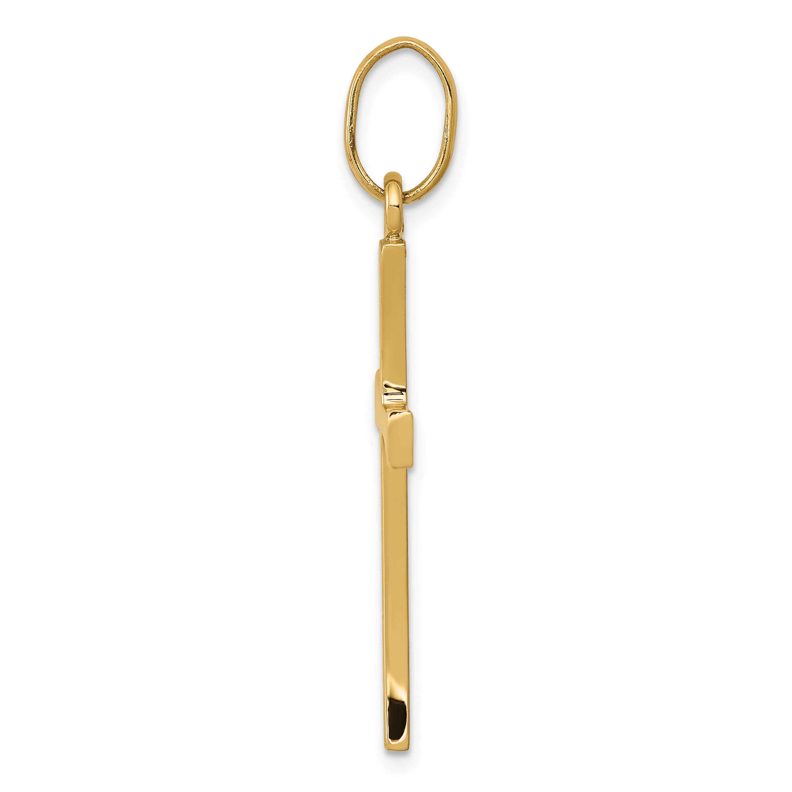 14K Gold Polished Cross Pendant with Solid Flat-Back Design Secondary image