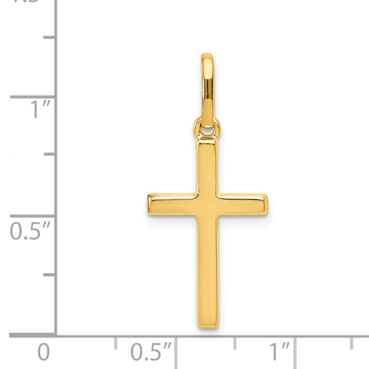 14K Gold Hollow Cross Pendant with Polished Finish Elegant and Lightweight