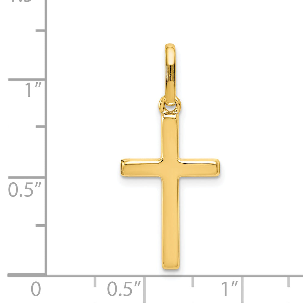 14K Gold Hollow Cross Pendant with Polished Finish Elegant and Lightweight
