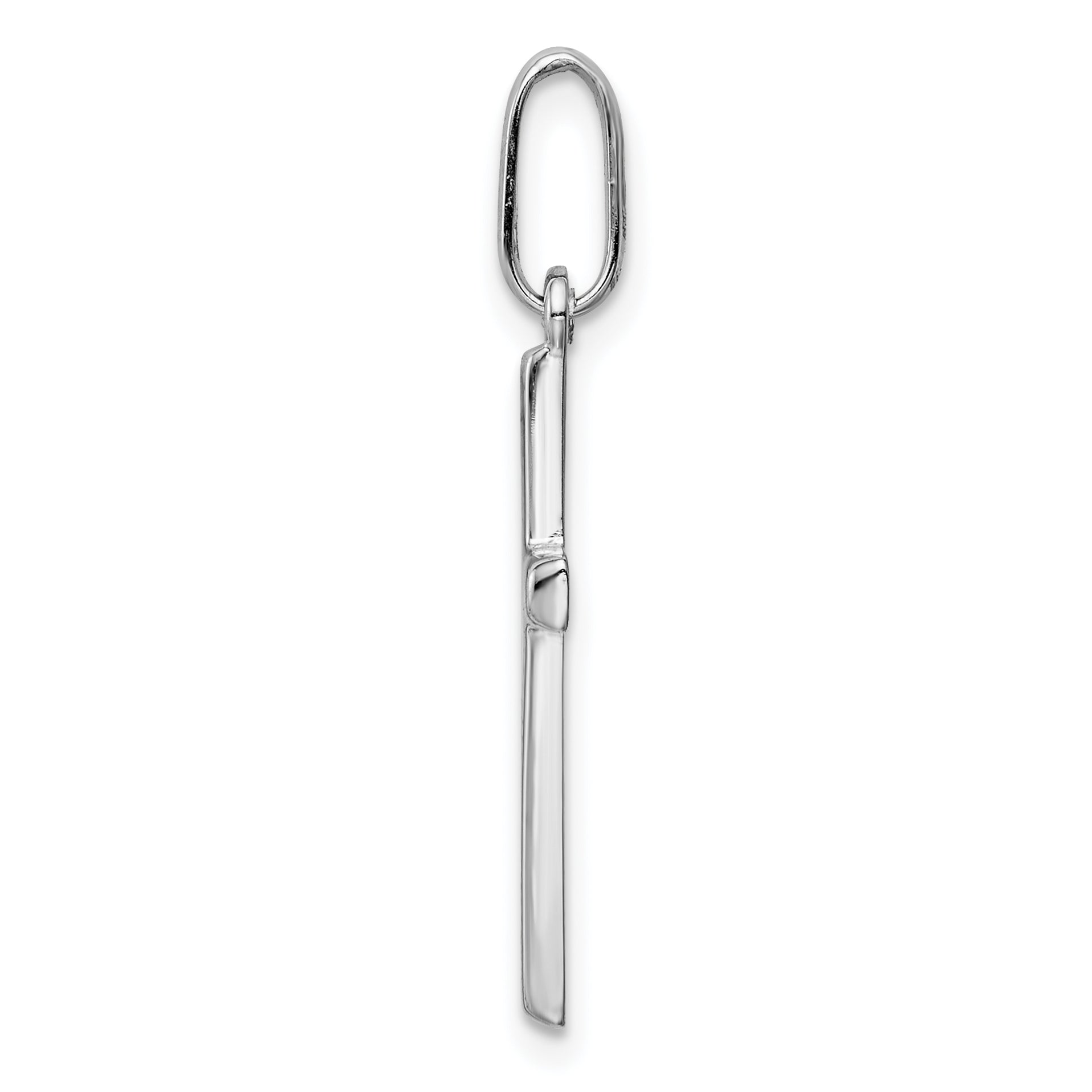 14K White Gold Hollow Cross Pendant with Polished Rhodium Finish  Elegant and Lightweight