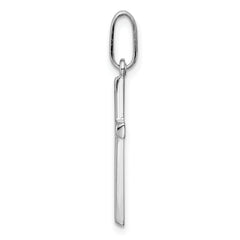 14K White Gold Hollow Cross Pendant with Polished Rhodium Finish  Elegant and Lightweight