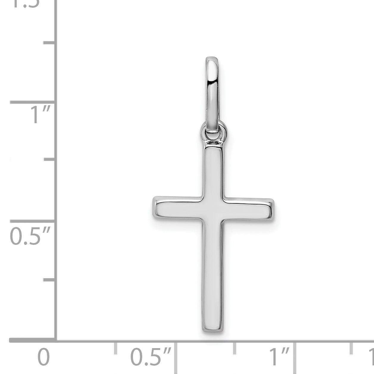 14K White Gold Hollow Cross Pendant with Polished Rhodium Finish  Elegant and Lightweight