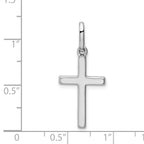 14K White Gold Hollow Cross Pendant with Polished Rhodium Finish  Elegant and Lightweight