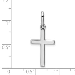 14K White Gold Hollow Cross Pendant with Polished Rhodium Finish  Elegant and Lightweight