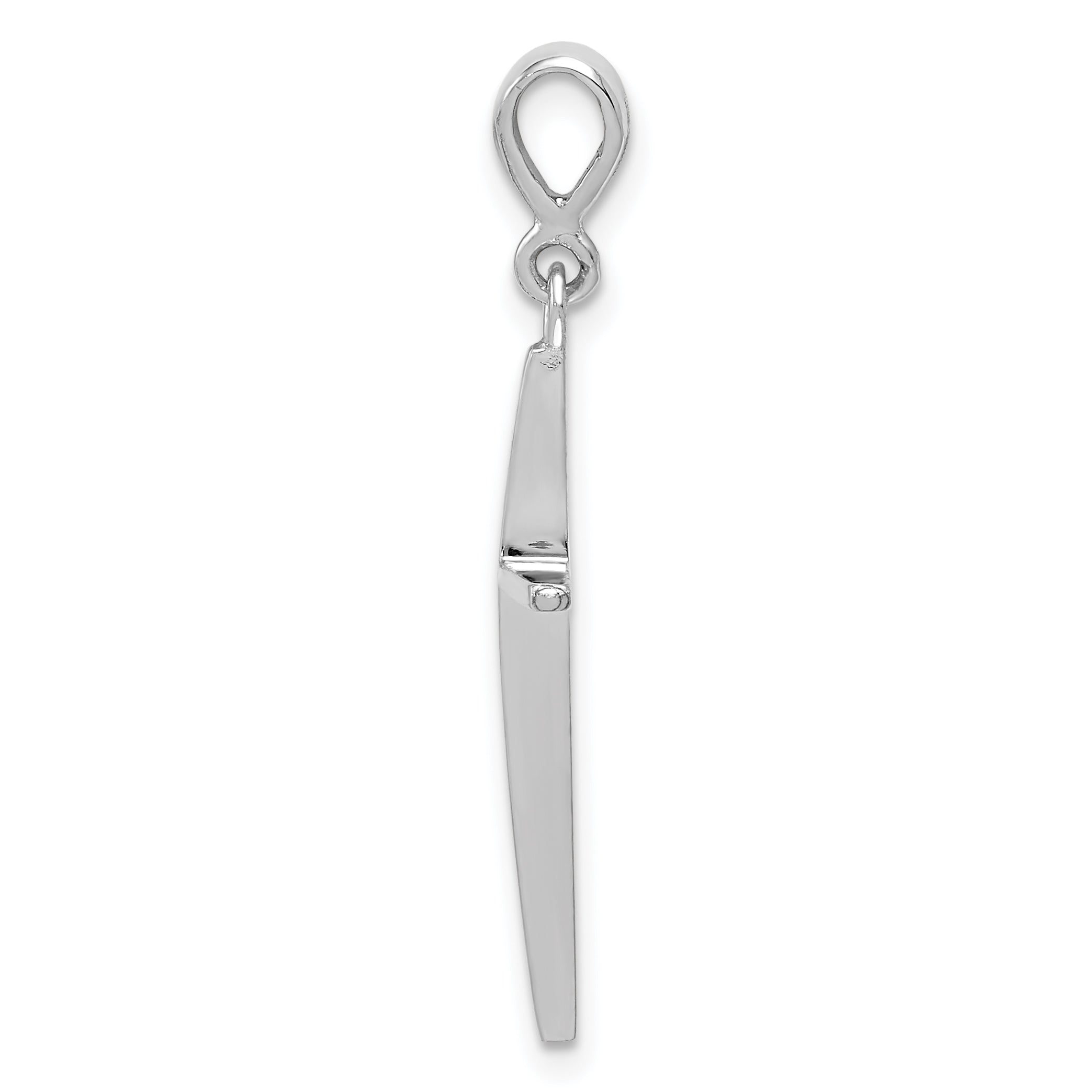 14K White Gold Cross Pendant with Polished Rhodium Finish Elegant Design
