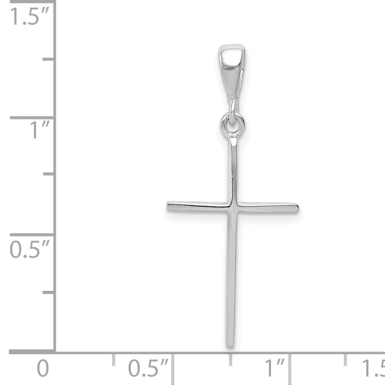 14K White Gold Cross Pendant with Polished Rhodium Finish Elegant Design