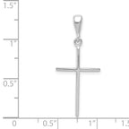 14K White Gold Cross Pendant with Polished Rhodium Finish Elegant Design