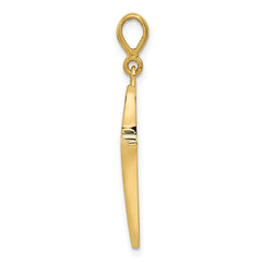 14K Gold Polished Cross Pendant with Solid Flat Back Design