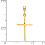 14K Gold Polished Cross Pendant with Solid Flat Back Design