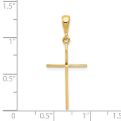 14K Gold Polished Cross Pendant with Solid Flat Back Design