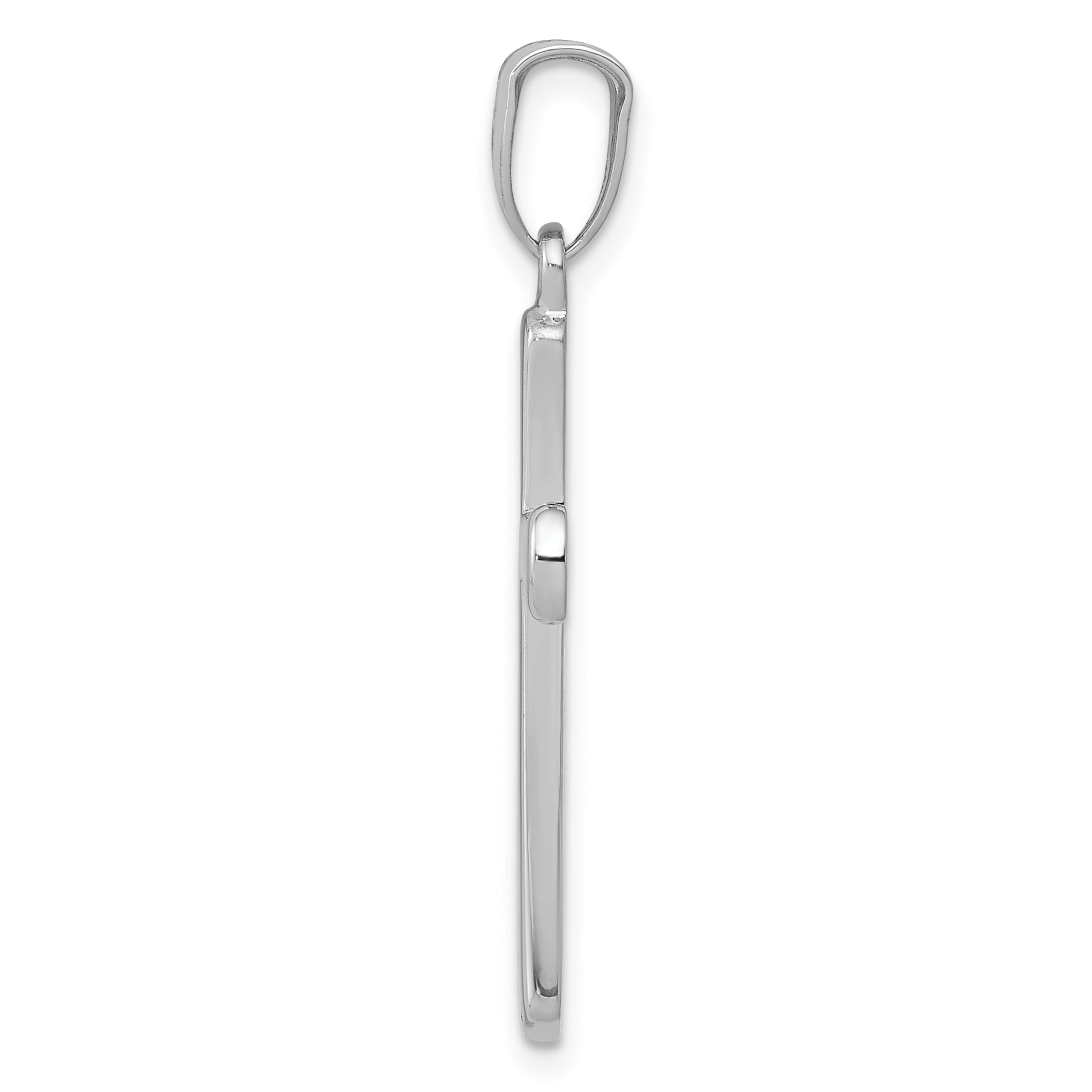 14K White Gold Hollow Cross Pendant with Rhodium Finish  Elegant and Lightweight