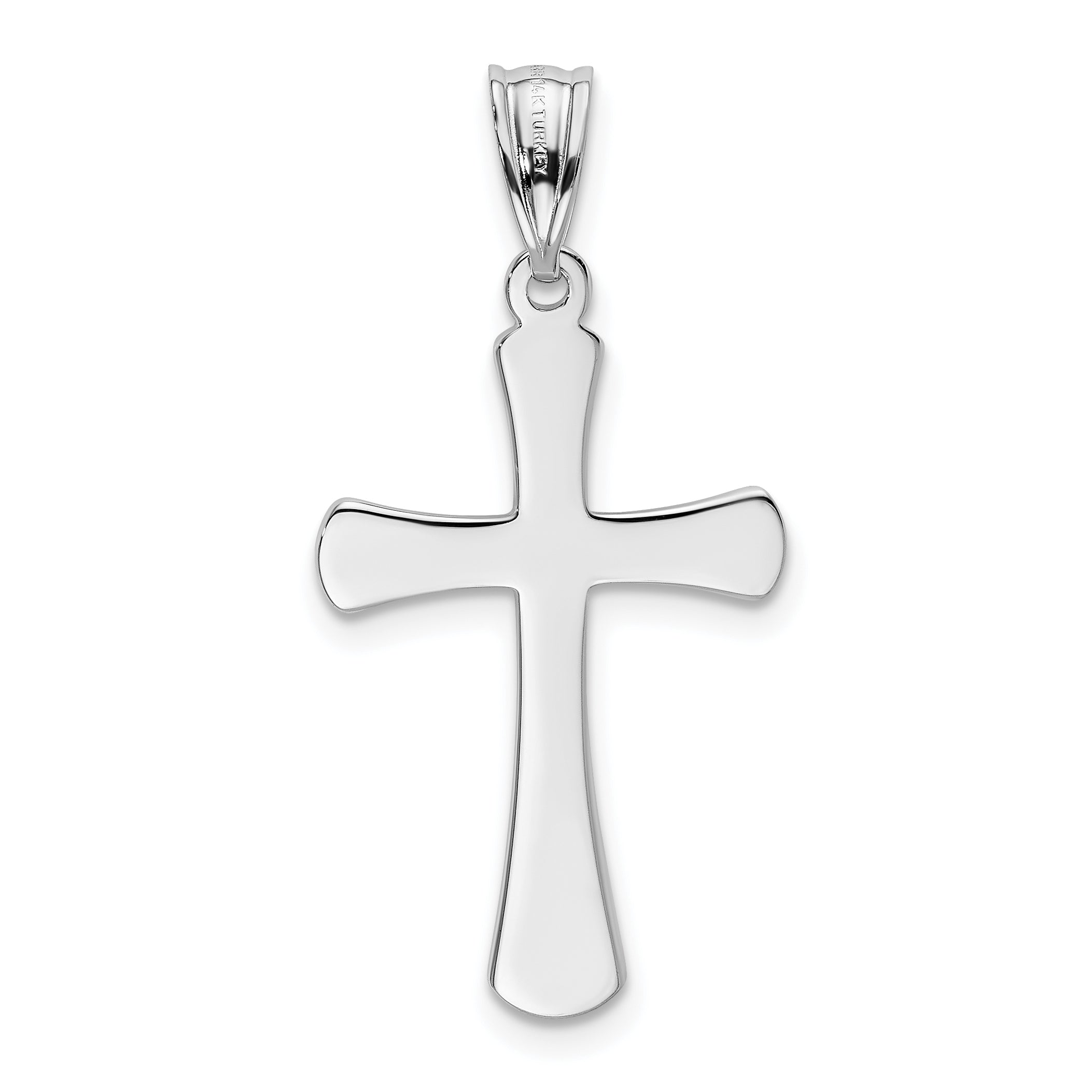 14K White Gold Hollow Cross Pendant with Rhodium Finish  Elegant and Lightweight