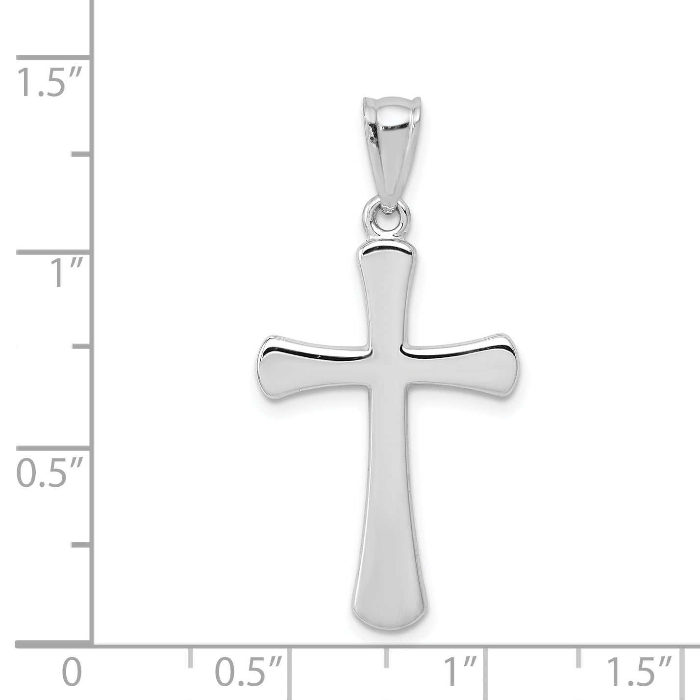 14K White Gold Hollow Cross Pendant with Rhodium Finish  Elegant and Lightweight