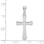 14K White Gold Hollow Cross Pendant with Rhodium Finish  Elegant and Lightweight