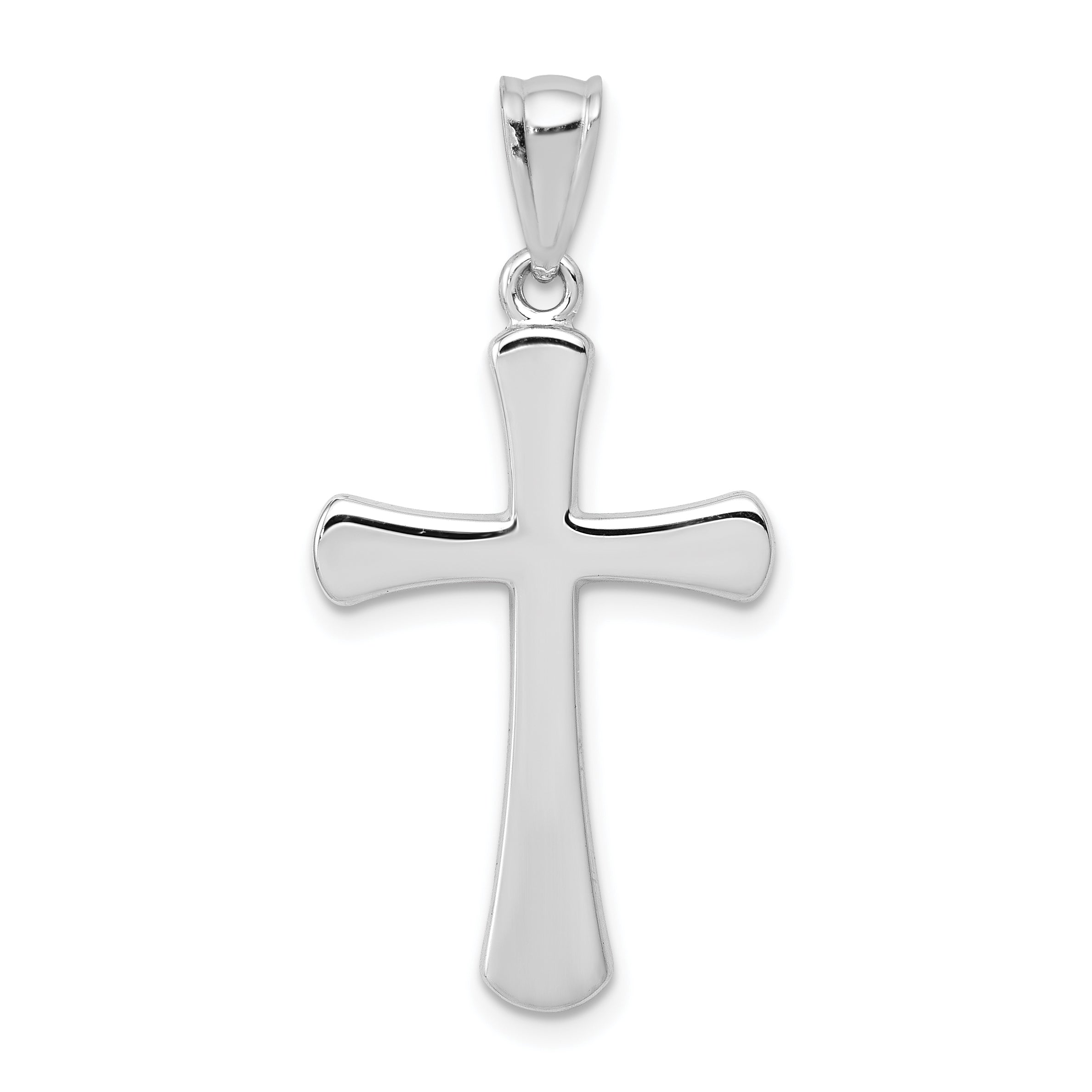 14k White Gold Hollow Cross Pendant Main image