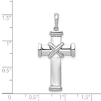 14K White Gold Latin Cross Pendant with Polished Rhodium Finish  Elegant and Timeless Design