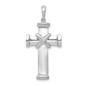 Latin Cross Pendant in 14K White Gold, 18x32mm - Sophia Jewelers