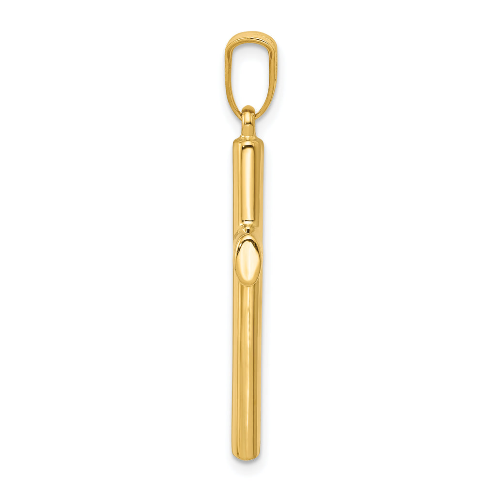 14K Gold Hollow Cross Pendant with Polished Finish Reversible Design