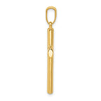 14K Gold Hollow Cross Pendant with Polished Finish Reversible Design