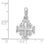 14K White Gold Jerusalem Cross Charm with Polished Reversible Design