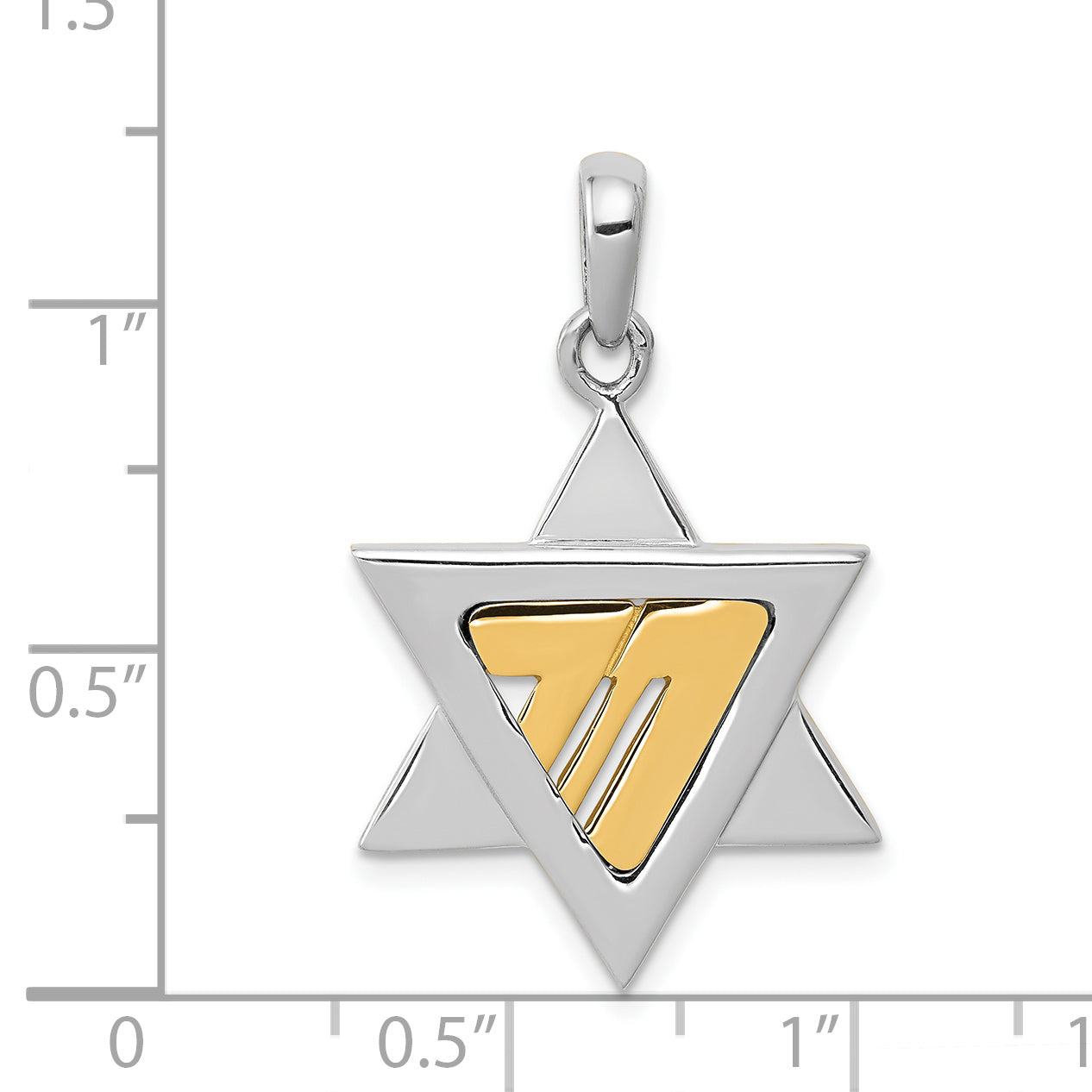 14K Two-Tone Gold Star of David Pendant with Open Back Design