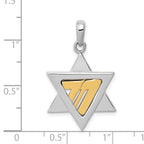 14K Two-Tone Gold Star of David Pendant with Open Back Design