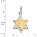 14K Two-Tone Gold Star of David Pendant with Open Back Design