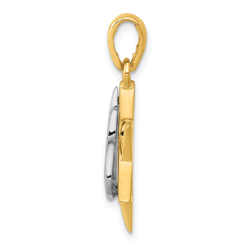 14K Two-Tone Gold Star of David Pendant with Open Back Design