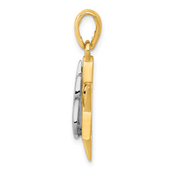 14K Two-Tone Gold Star of David Pendant with Open Back Design
