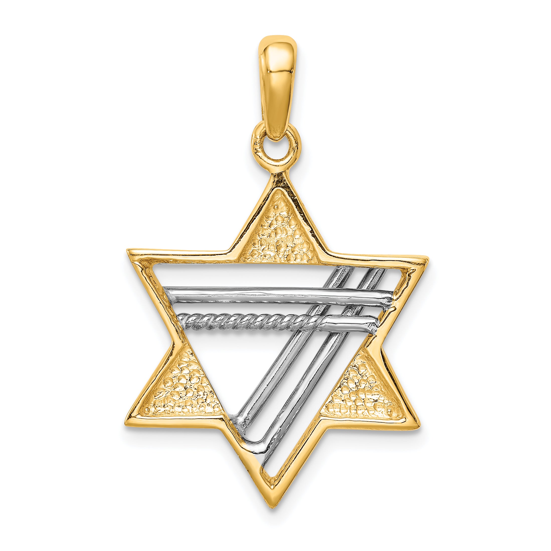 14K Two-Tone Gold Star of David Pendant with Open Back  Elegant and Timeless Design