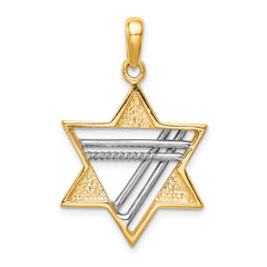 14K Two-Tone Gold Star of David Pendant with Open Back  Elegant and Timeless Design