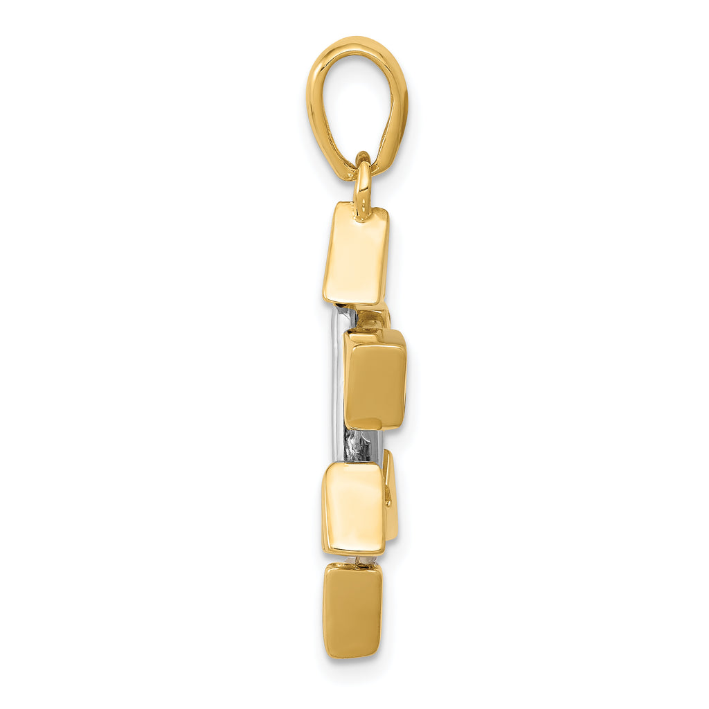 14K Two-Tone Gold Star of David Pendant with Elegant Closed Back Design