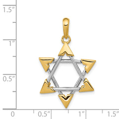 14K Two-Tone Gold Star of David Pendant with Elegant Closed Back Design